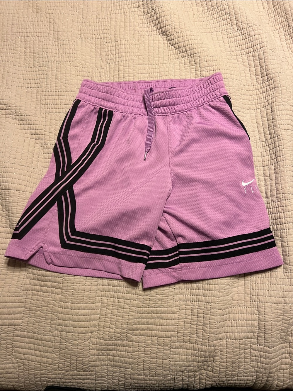 Nike Lavender Athletic Shorts with Black Stripe Accents
